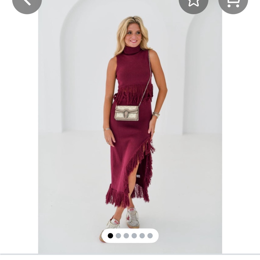 Elegant Fringe Maxi Set - Burgundy